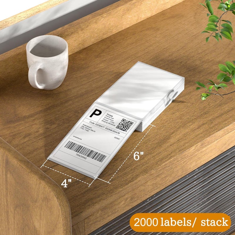 SJPACK 4" x 6" Thermal Labels, 2000 Fanfold Labels, Direct Thermal Shipping Label Compatible with Nelko, Rollo, Zebra, Brother, Orgbro, Munbyn, Jadens Shipping Label Printer, Commercial Grade - Image 2